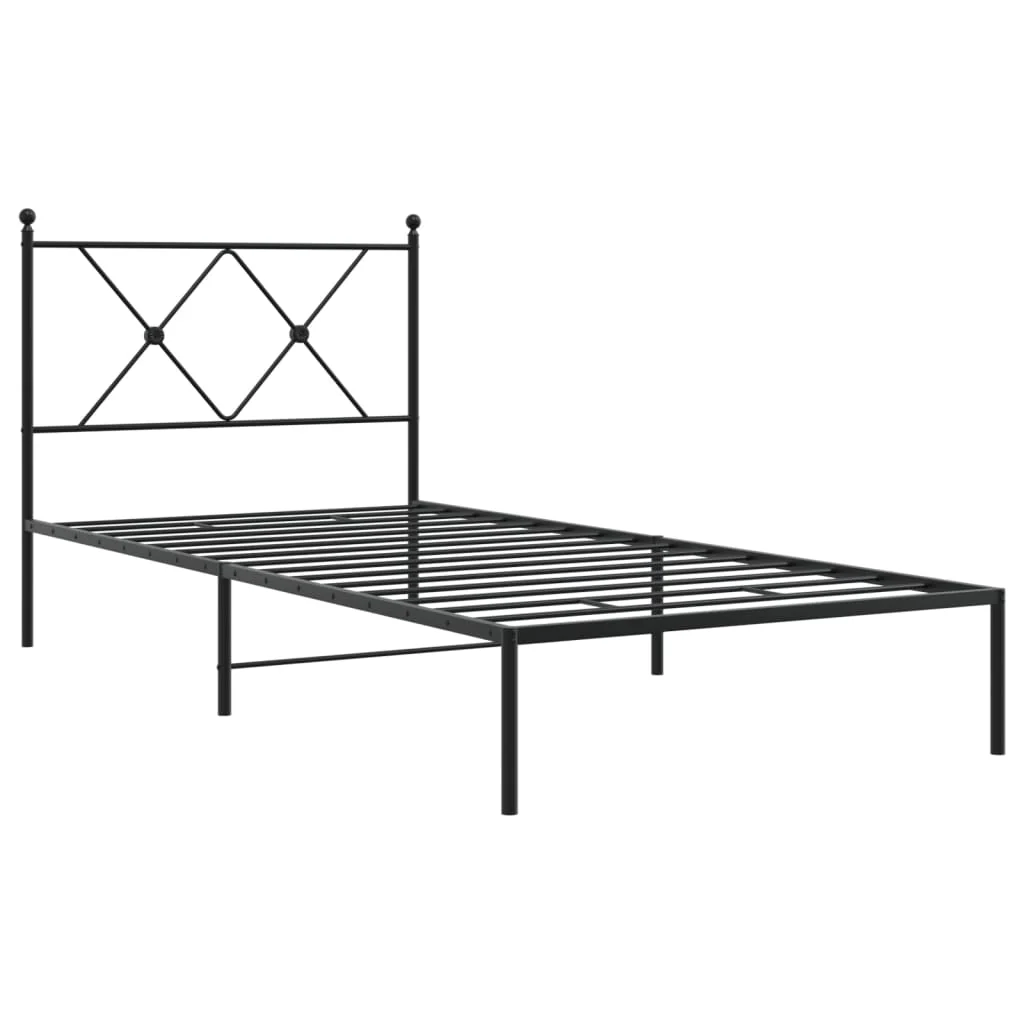 sengeramme med sengegavl 90x190 cm metal sort - Image 3