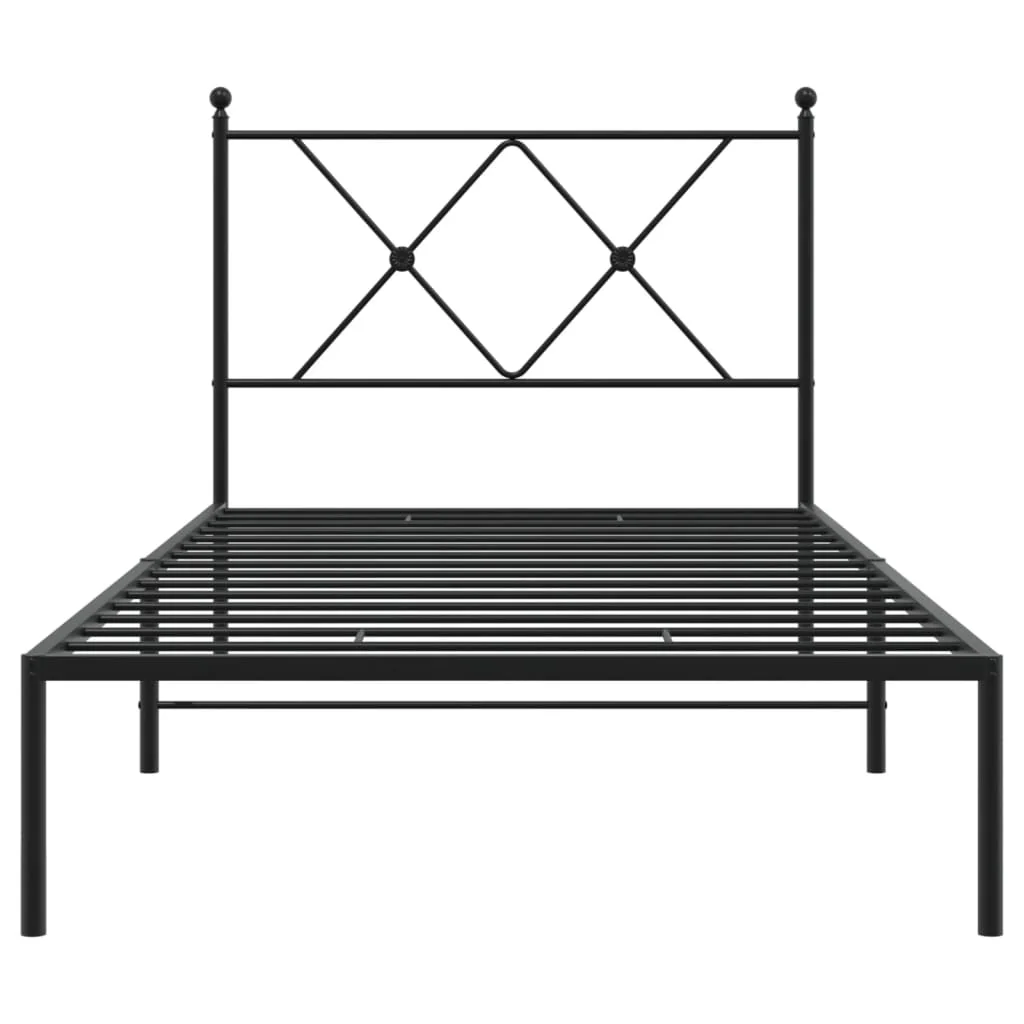 sengeramme med sengegavl 90x190 cm metal sort - Image 4