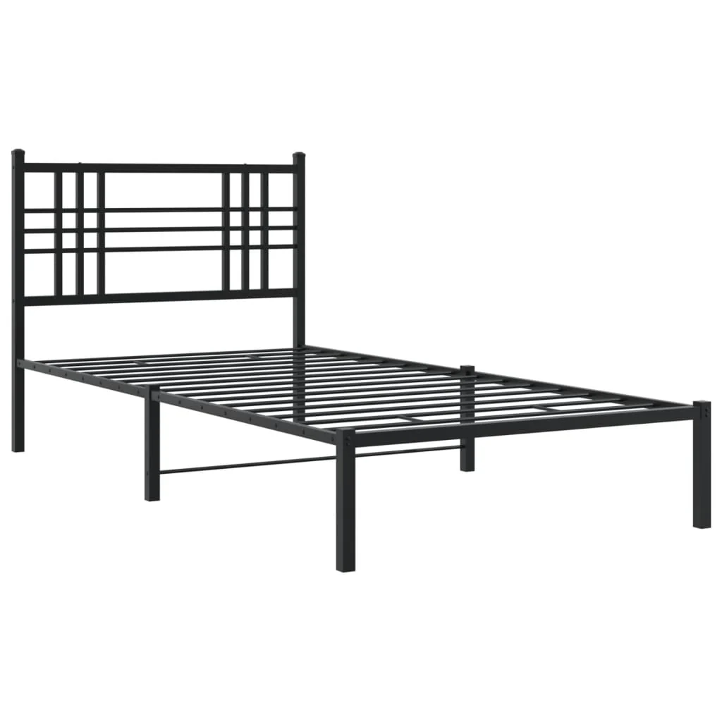 sengeramme med sengegavl 90x190 cm metal sort - Image 3