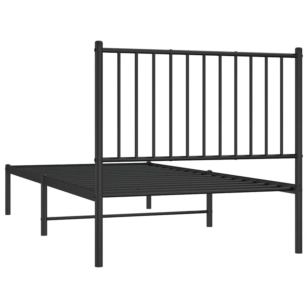 sengeramme med sengegavl 90x190 cm metal sort - Image 7