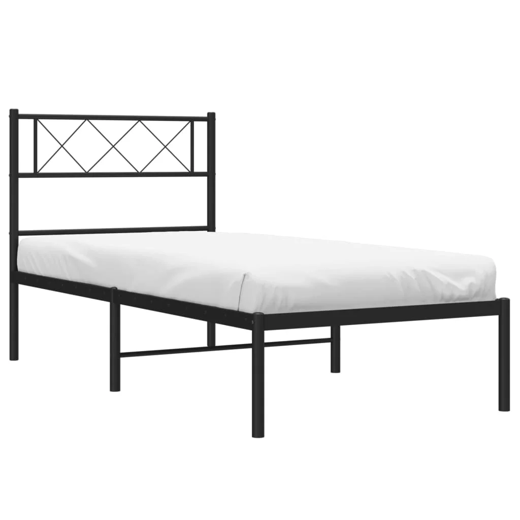 sengeramme med sengegavl 90x190 cm metal sort - Image 3