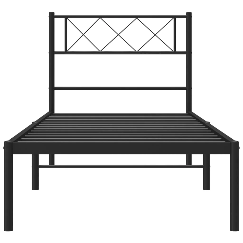 sengeramme med sengegavl 90x190 cm metal sort - Image 4