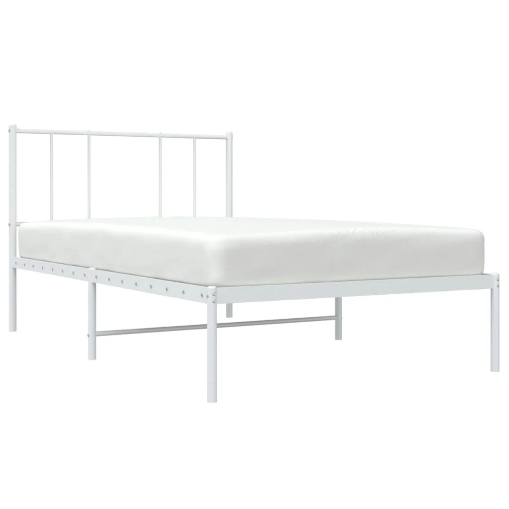sengeramme med sengegavl 90x200 cm metal hvid - Image 5