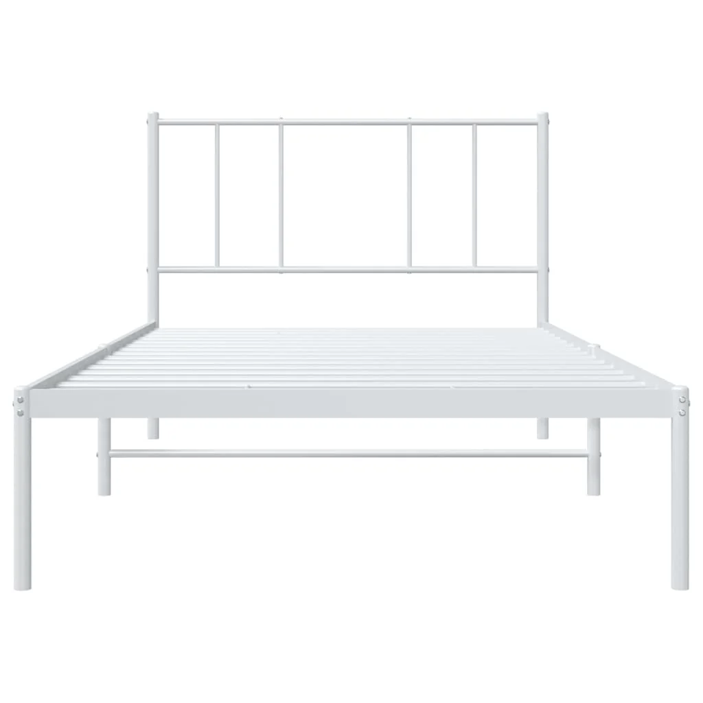 sengeramme med sengegavl 90x200 cm metal hvid - Image 6