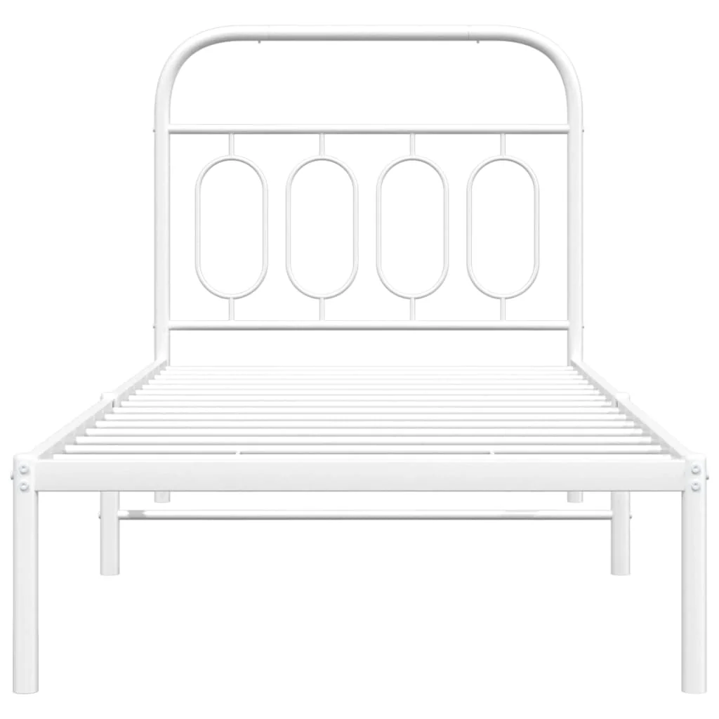 sengeramme med sengegavl 90x200 cm metal hvid - Image 4