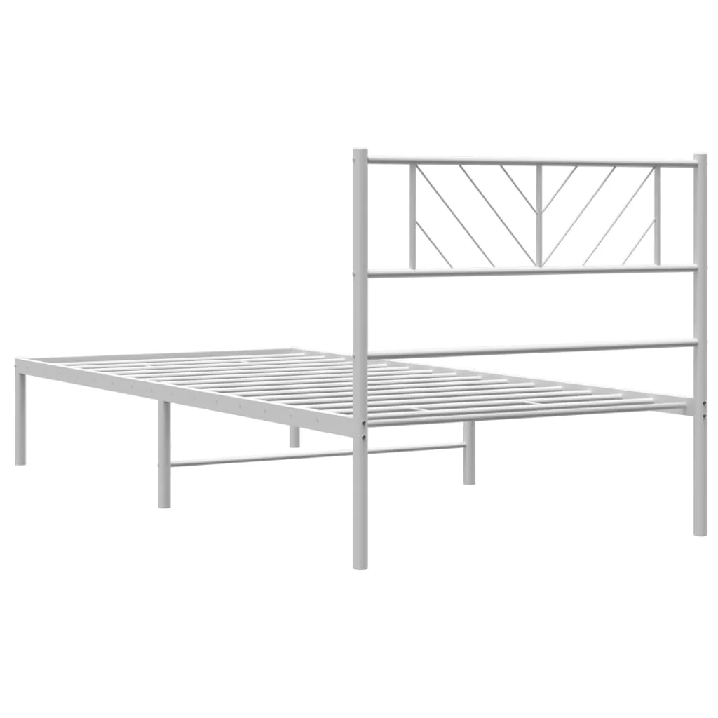 sengeramme med sengegavl 90x200 cm metal hvid - Image 7