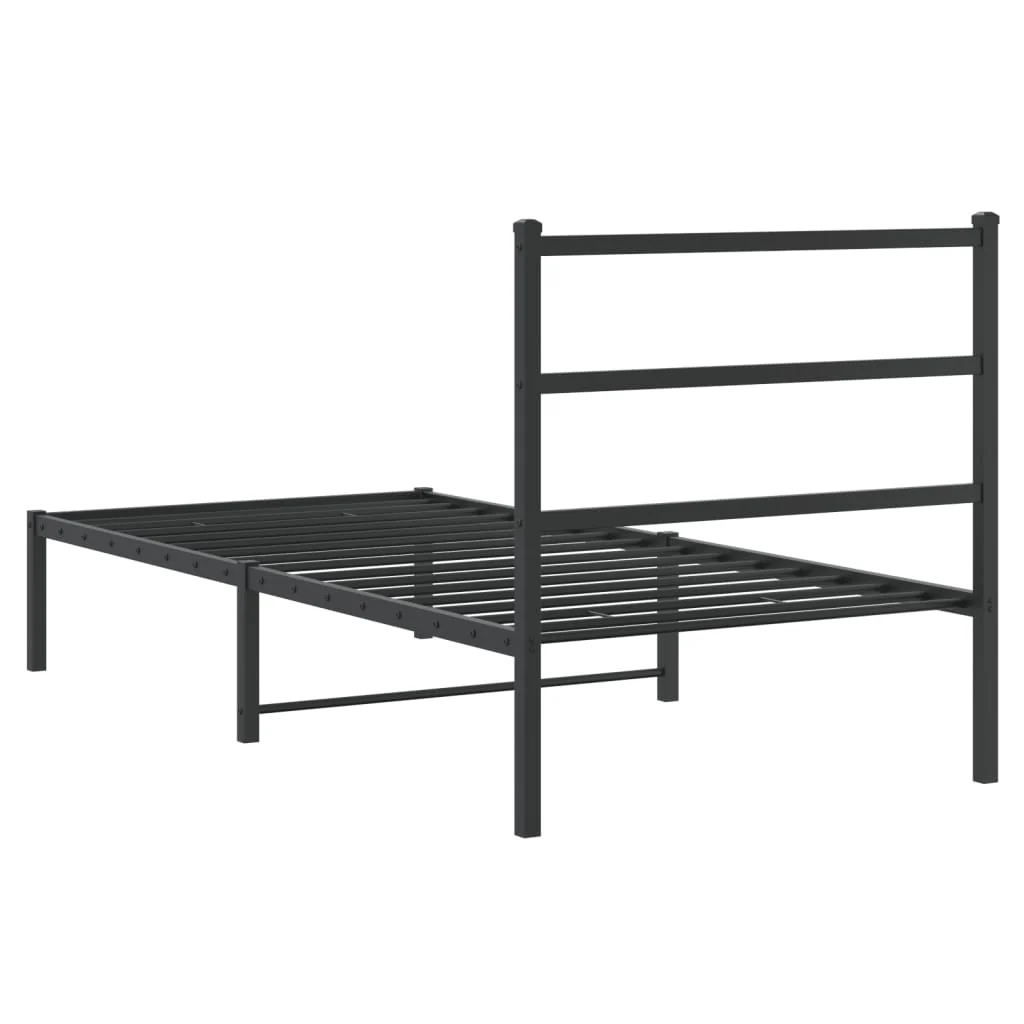 sengeramme med sengegavl 90x200 cm metal sort - Image 7