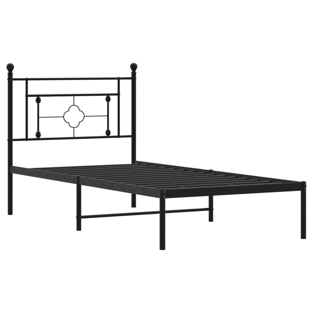 sengeramme med sengegavl 90x200 cm metal sort - Image 4