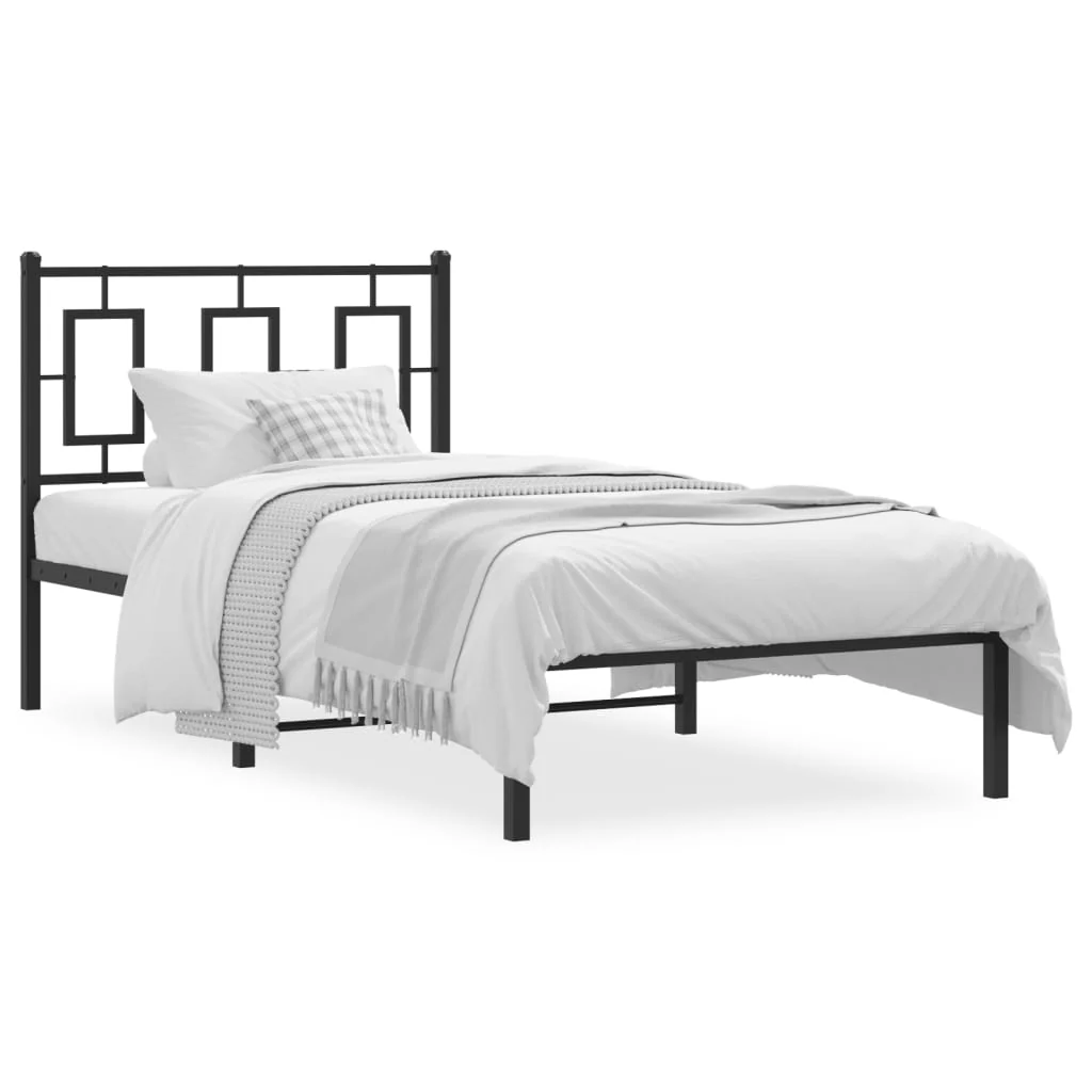 sengeramme med sengegavl 90x200 cm metal sort - Image 2