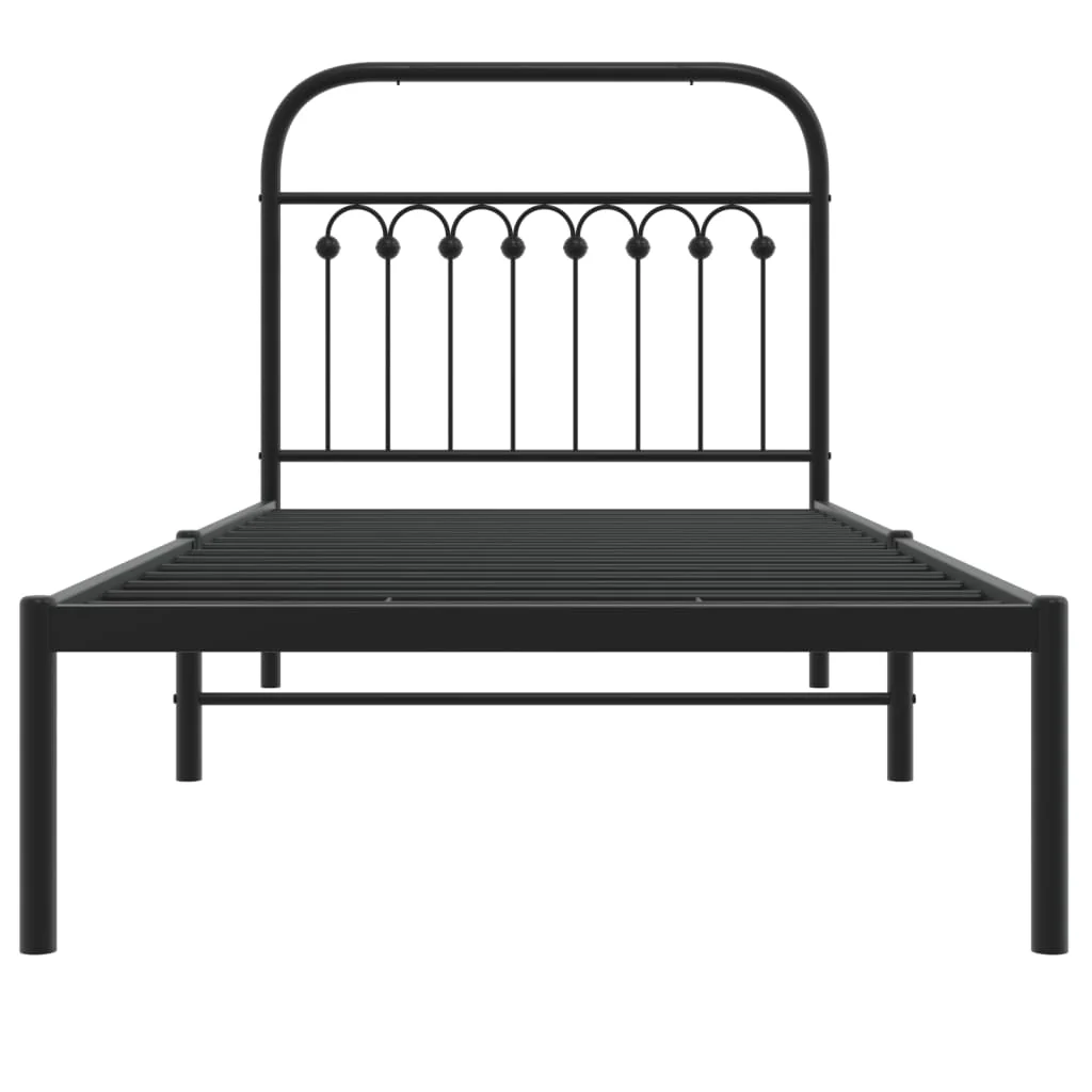 sengeramme med sengegavl 90x200 cm metal sort - Image 4