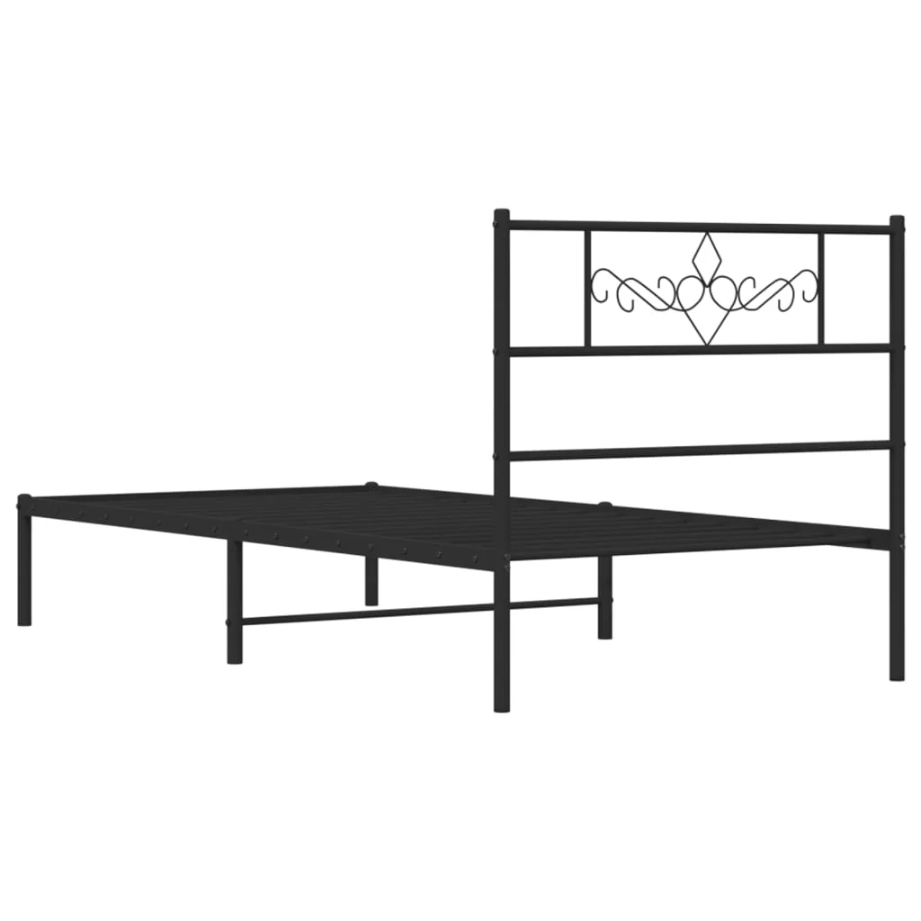 sengeramme med sengegavl 90x200 cm metal sort - Image 7