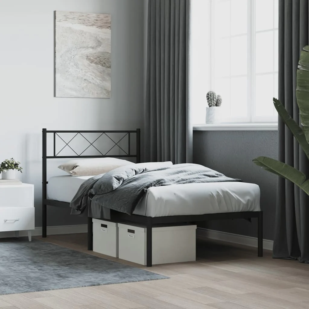 sengeramme med sengegavl 90x200 cm metal sort