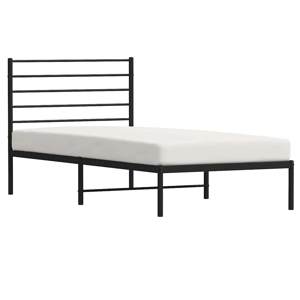 sengeramme med sengegavl 90x200 cm metal sort - Image 5