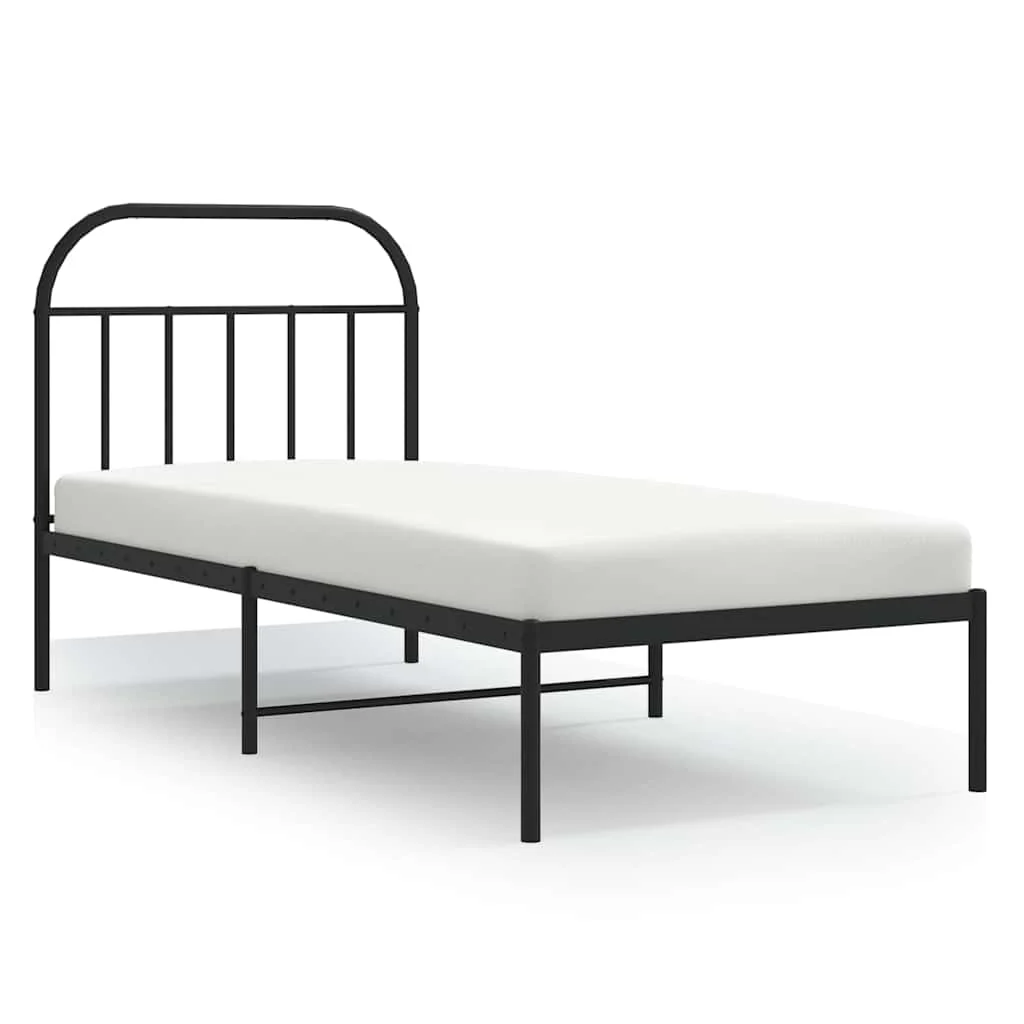 sengeramme med sengegavl 90x200 cm metal sort - Image 2