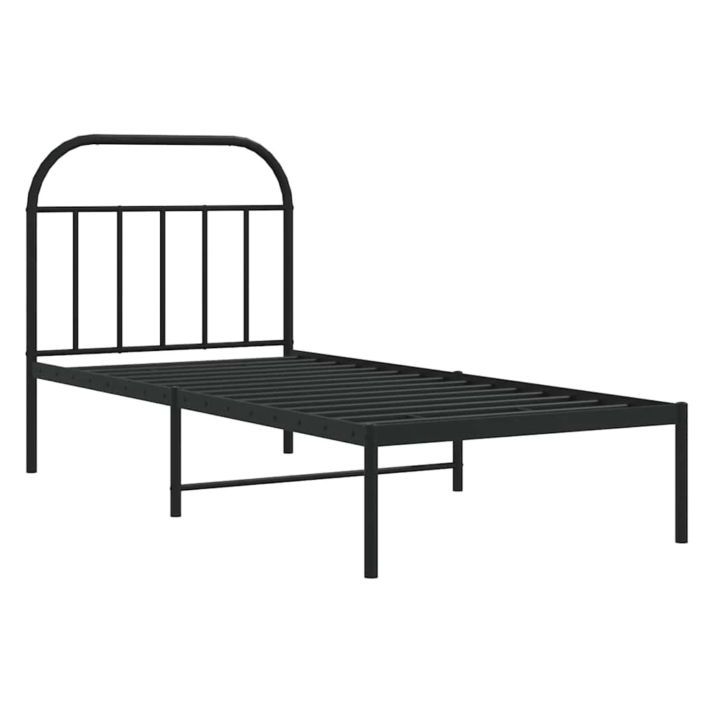 sengeramme med sengegavl 90x200 cm metal sort - Image 3