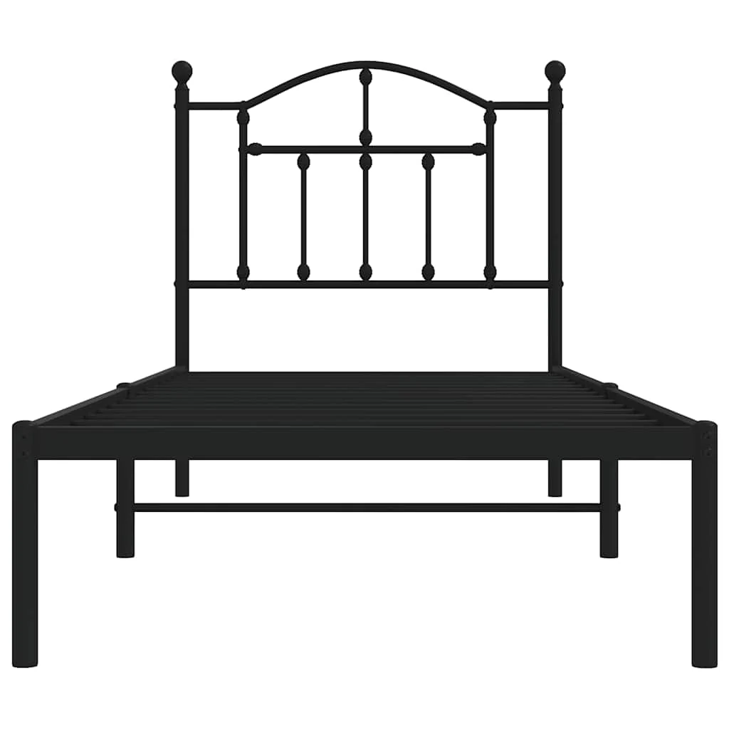 sengeramme med sengegavl 90x200 cm metal sort - Image 5