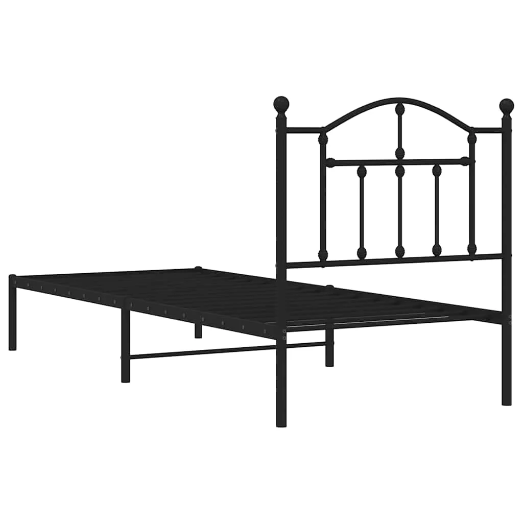 sengeramme med sengegavl 90x200 cm metal sort - Image 7