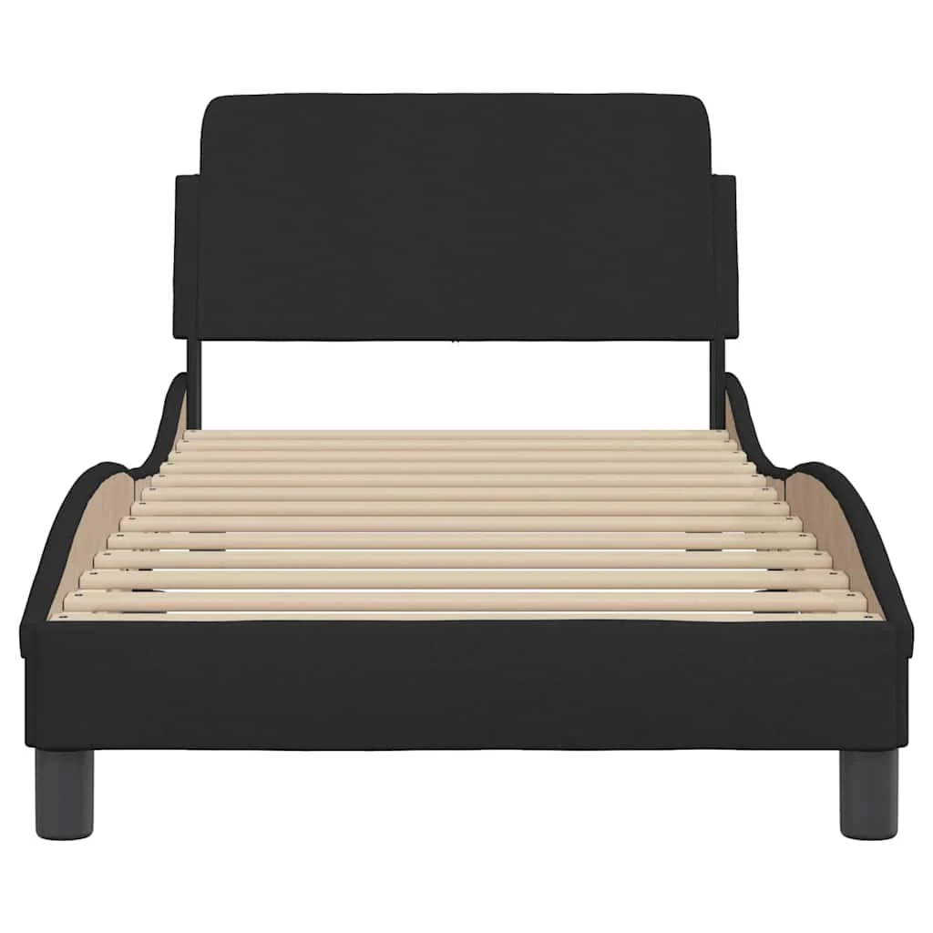 sengeramme med sengegavl Dover Sort 90x200 cm Stof - Image 4