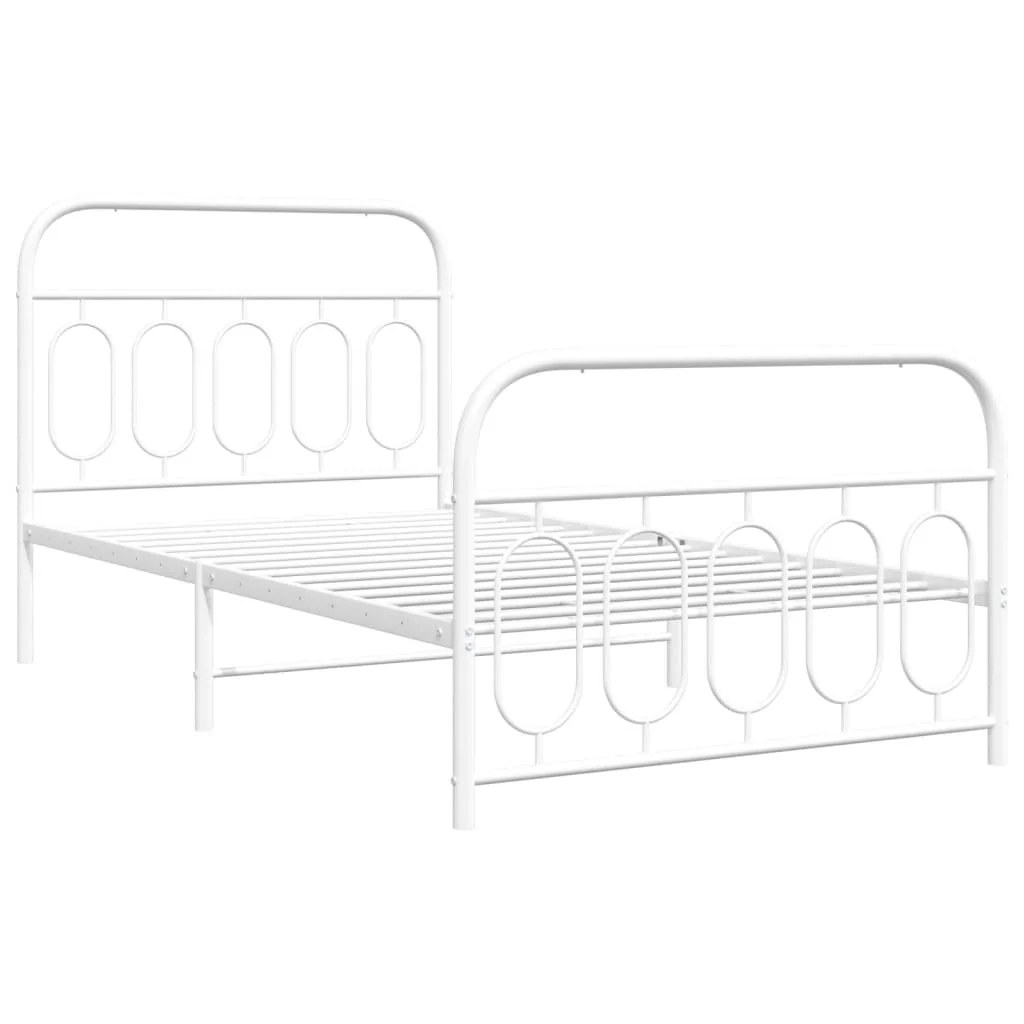 sengeramme med sengegavl og fodgærde 100x190 cm metal hvid - Image 3