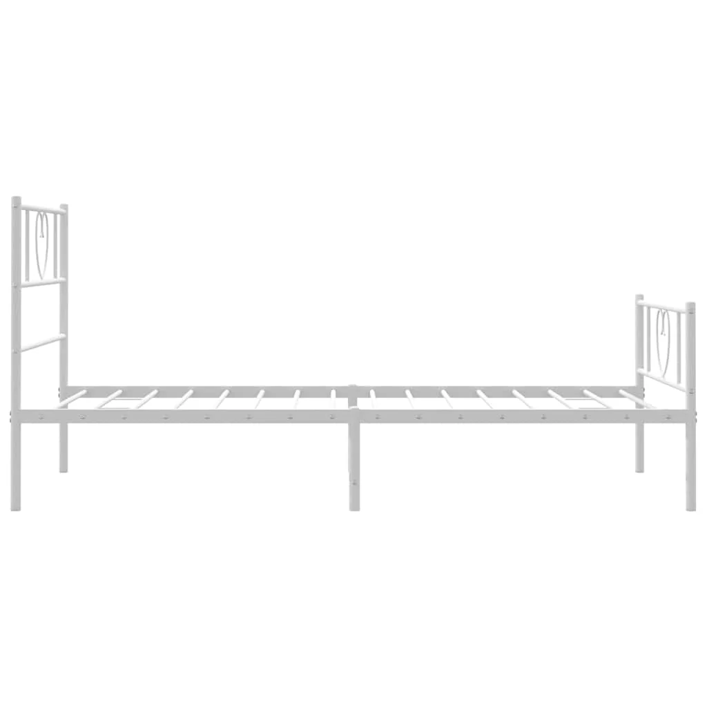 sengeramme med sengegavl og fodgærde 100x190 cm metal hvid - Image 7