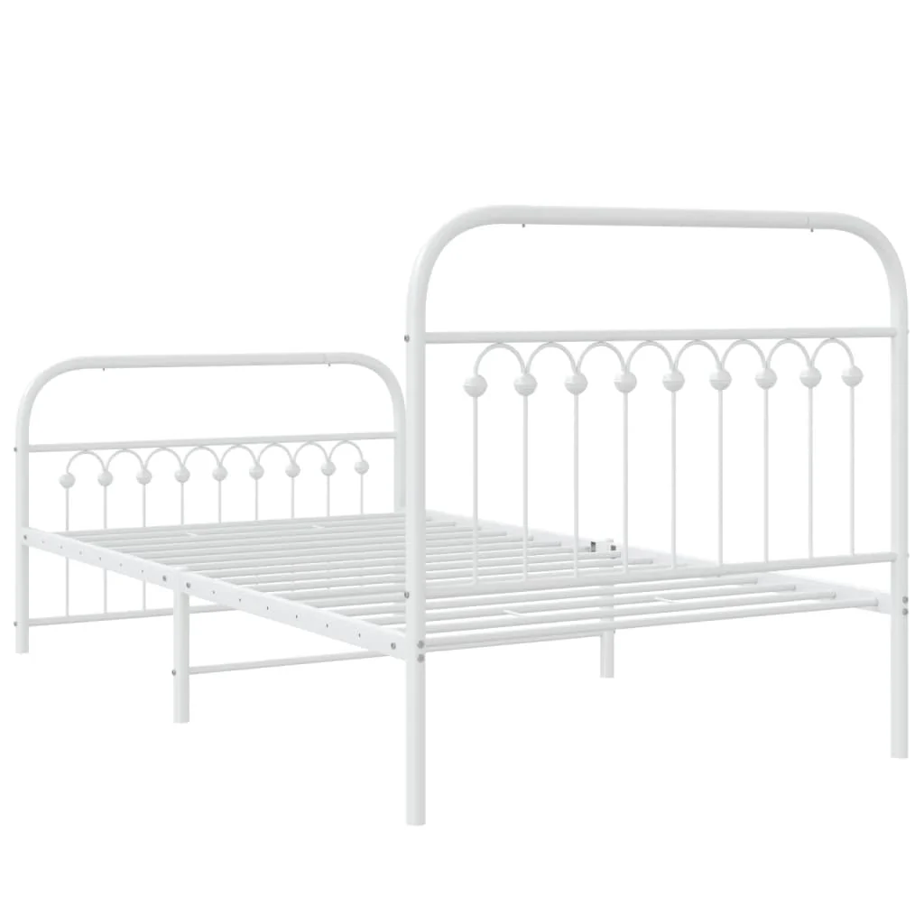 sengeramme med sengegavl og fodgærde 100x190 cm metal hvid - Image 6
