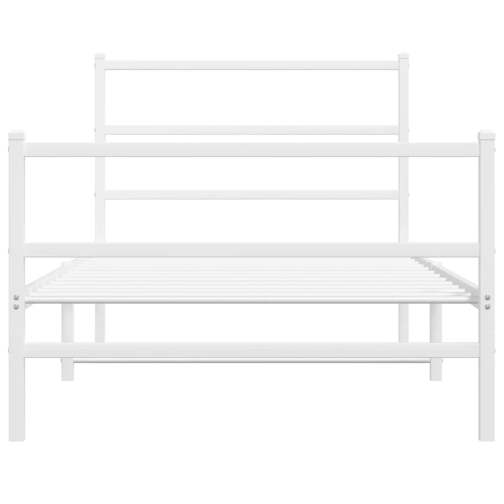 sengeramme med sengegavl og fodgærde 100x190 cm metal hvid - Image 5