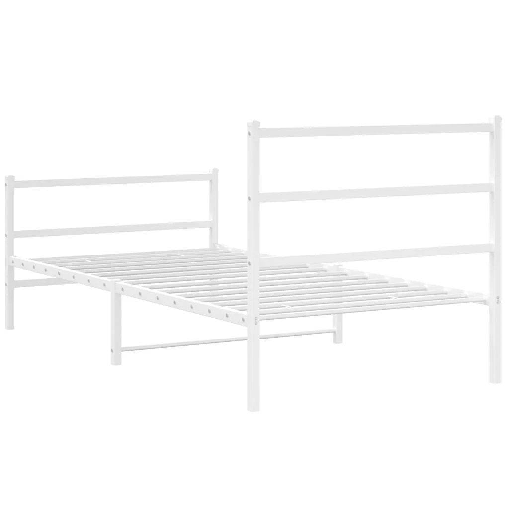 sengeramme med sengegavl og fodgærde 100x190 cm metal hvid - Image 7