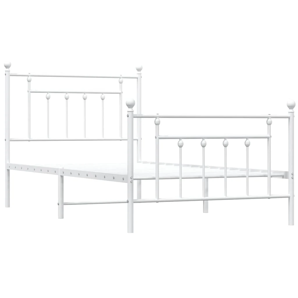 sengeramme med sengegavl og fodgærde 100x190 cm metal hvid - Image 3
