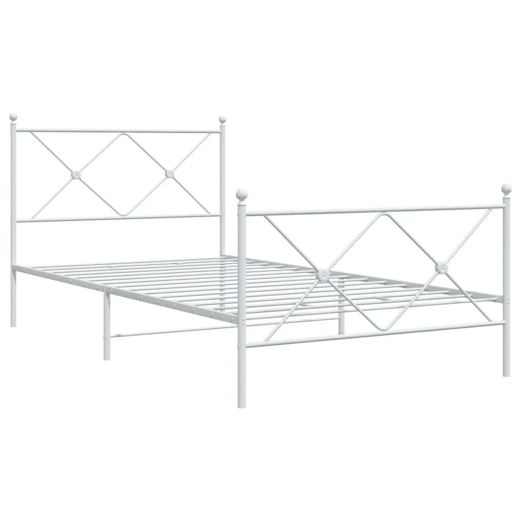 sengeramme med sengegavl og fodgærde 100x190 cm metal hvid - Image 3