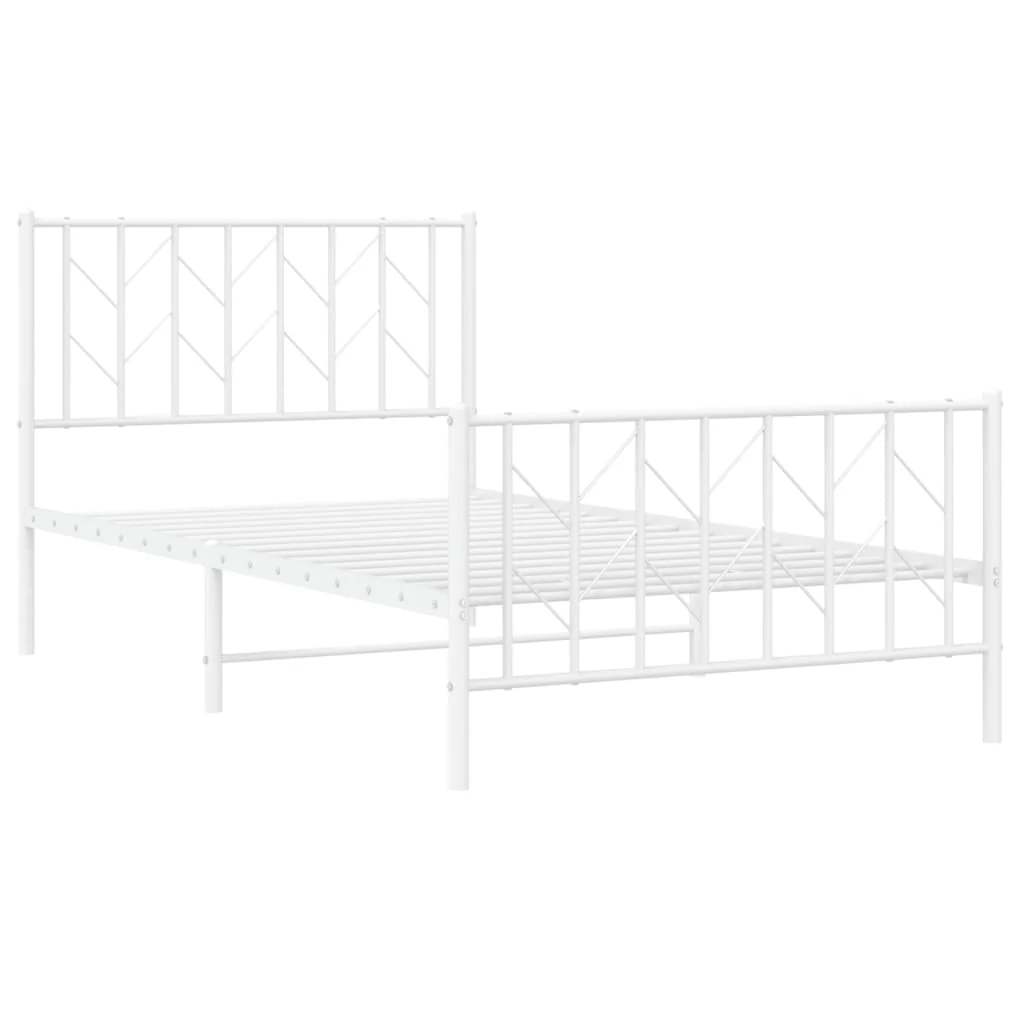 sengeramme med sengegavl og fodgærde 100x190 cm metal hvid - Image 4