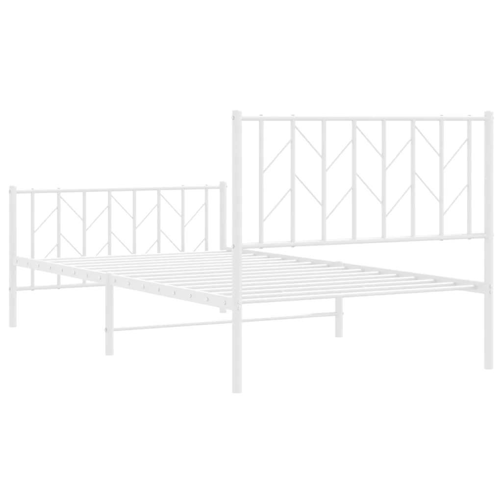 sengeramme med sengegavl og fodgærde 100x190 cm metal hvid - Image 7