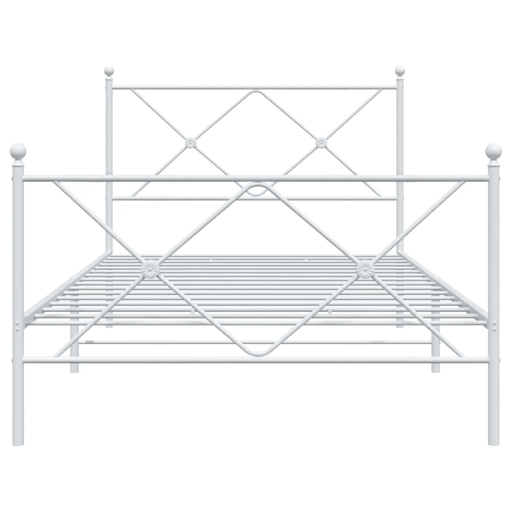 sengeramme med sengegavl og fodgærde 100x190 cm metal hvid - Image 4