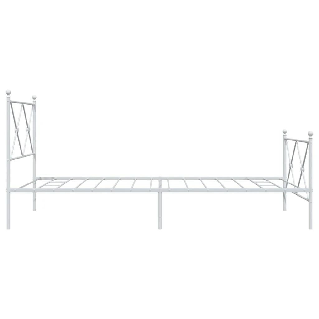 sengeramme med sengegavl og fodgærde 100x190 cm metal hvid - Image 5