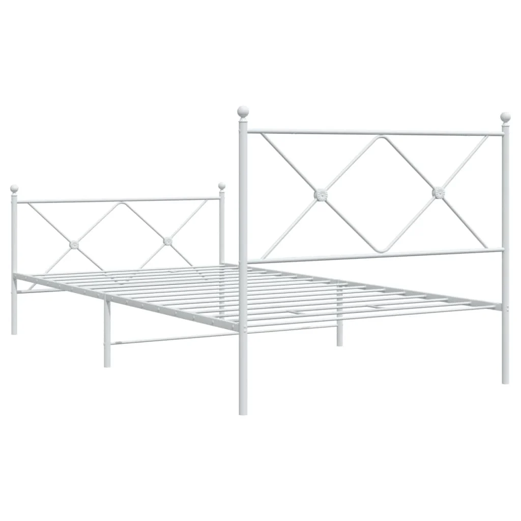 sengeramme med sengegavl og fodgærde 100x190 cm metal hvid - Image 6