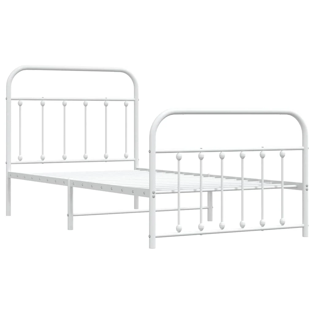 sengeramme med sengegavl og fodgærde 100x190 cm metal hvid - Image 3