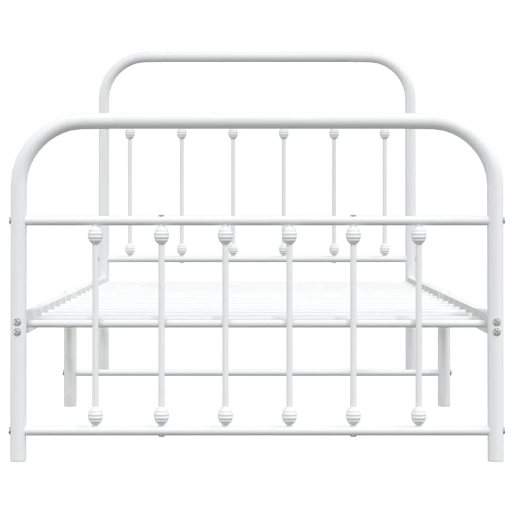 sengeramme med sengegavl og fodgærde 100x190 cm metal hvid - Image 6