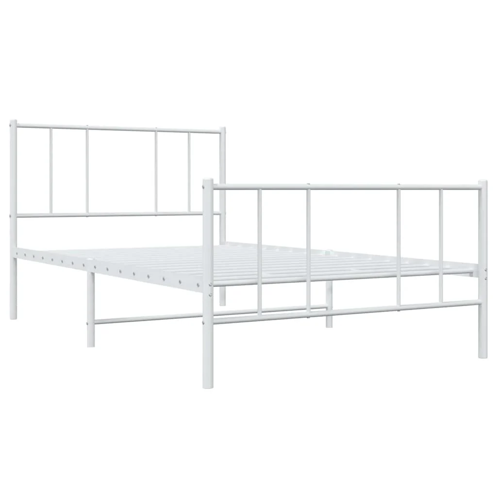 sengeramme med sengegavl og fodgærde 100x190 cm metal hvid - Image 4