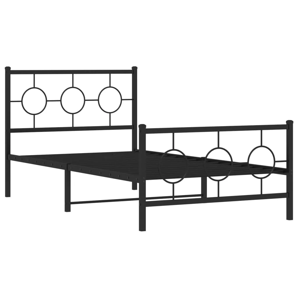 sengeramme med sengegavl og fodgærde 100x190 cm metal sort - Image 3