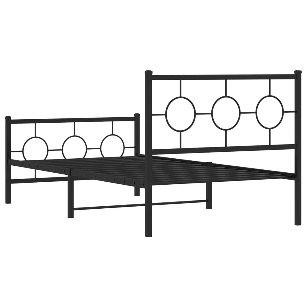 sengeramme med sengegavl og fodgærde 100x190 cm metal sort - Image 7
