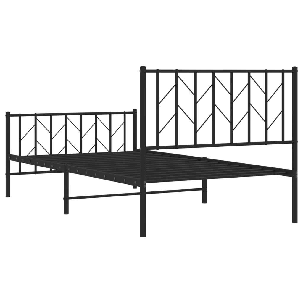 sengeramme med sengegavl og fodgærde 100x190 cm metal sort - Image 7