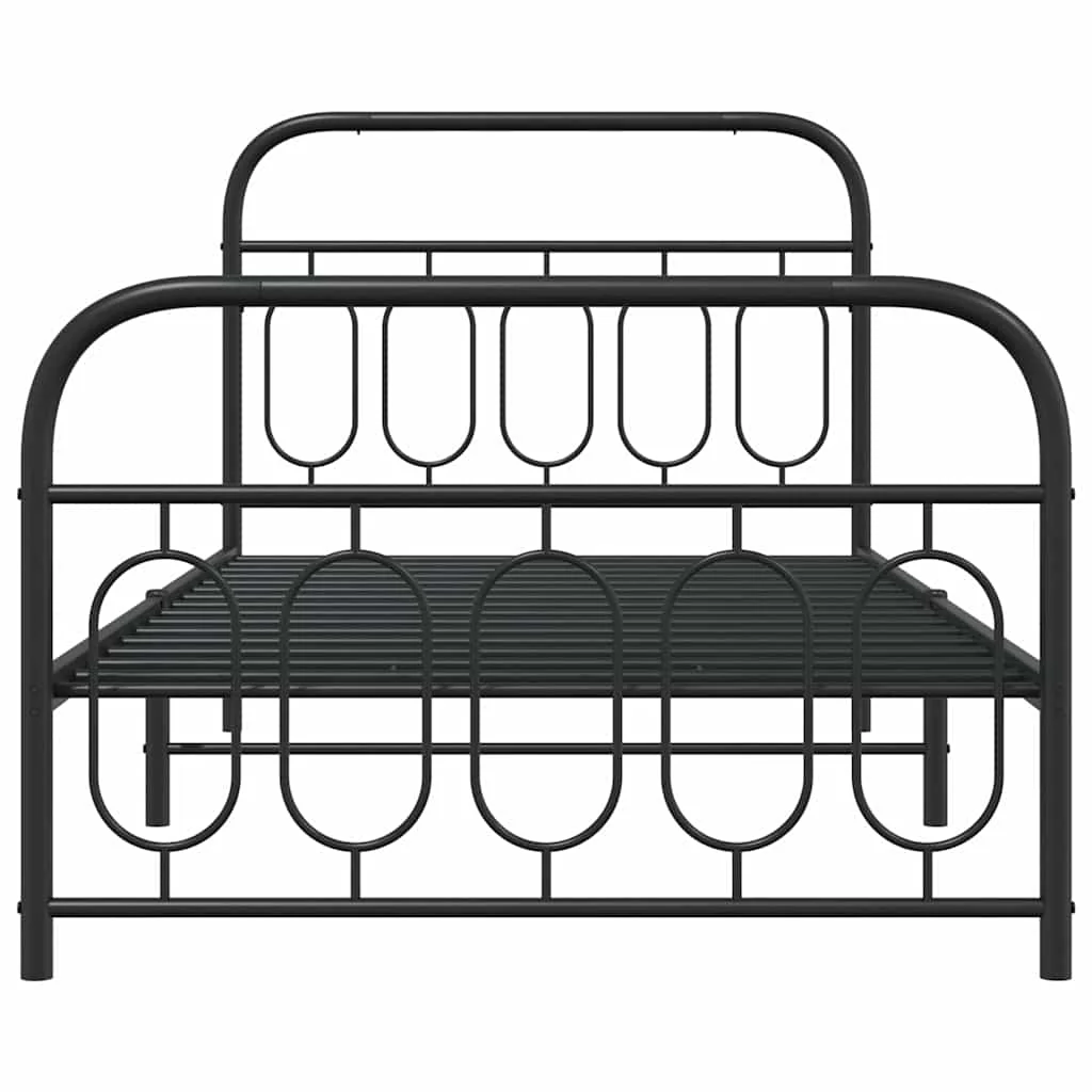sengeramme med sengegavl og fodgærde 100x190 cm metal sort - Image 4