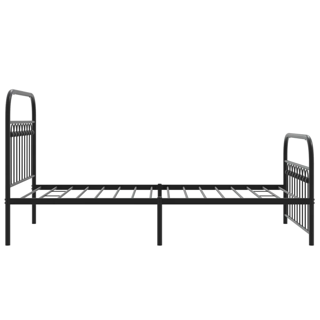 sengeramme med sengegavl og fodgærde 100x190 cm metal sort - Image 5