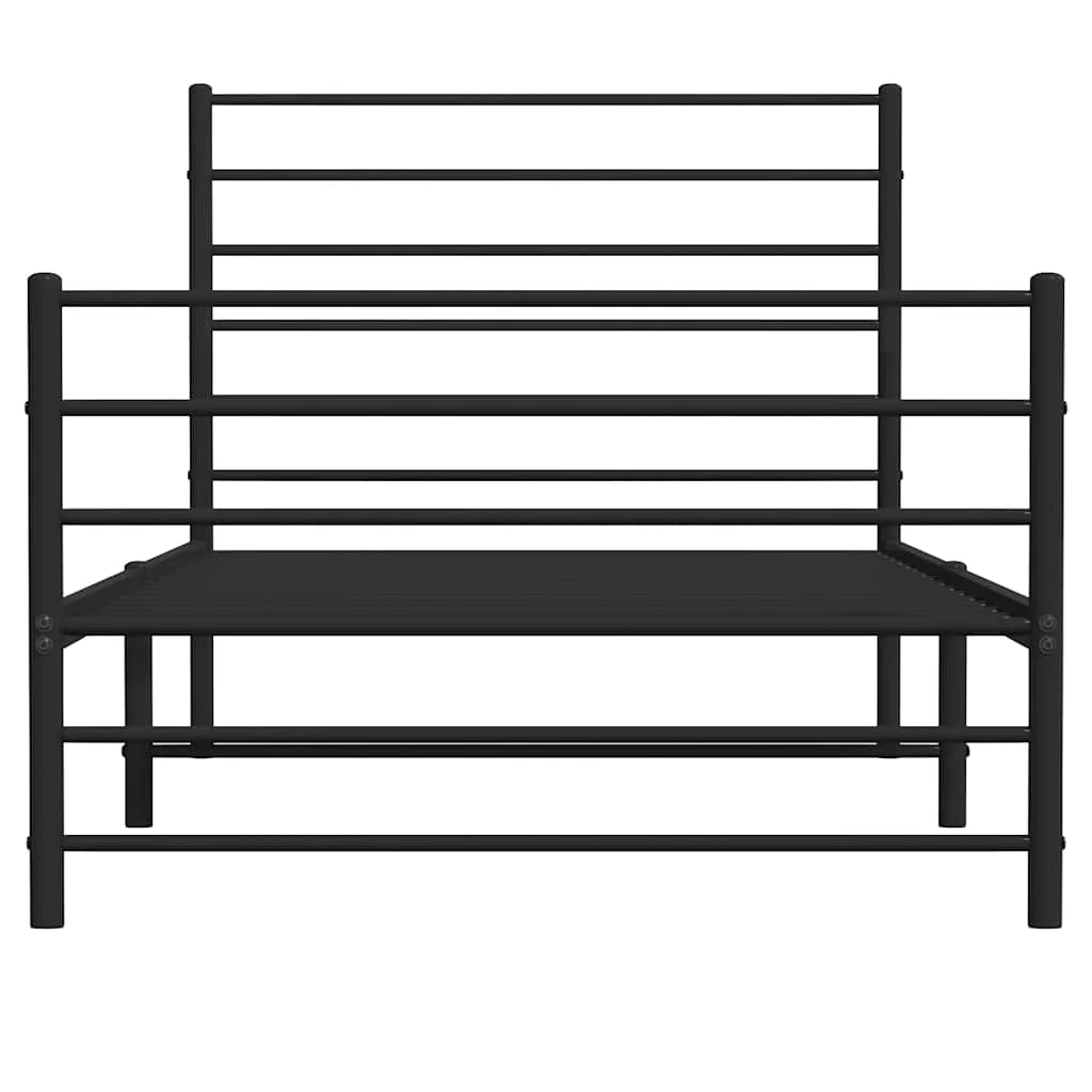 sengeramme med sengegavl og fodgærde 100x190 cm metal sort - Image 6