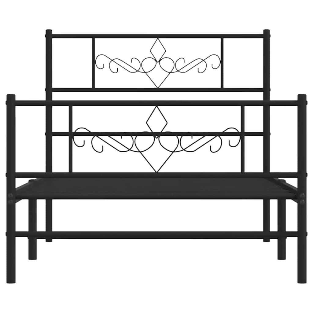sengeramme med sengegavl og fodgærde 100x190 cm metal sort - Image 6