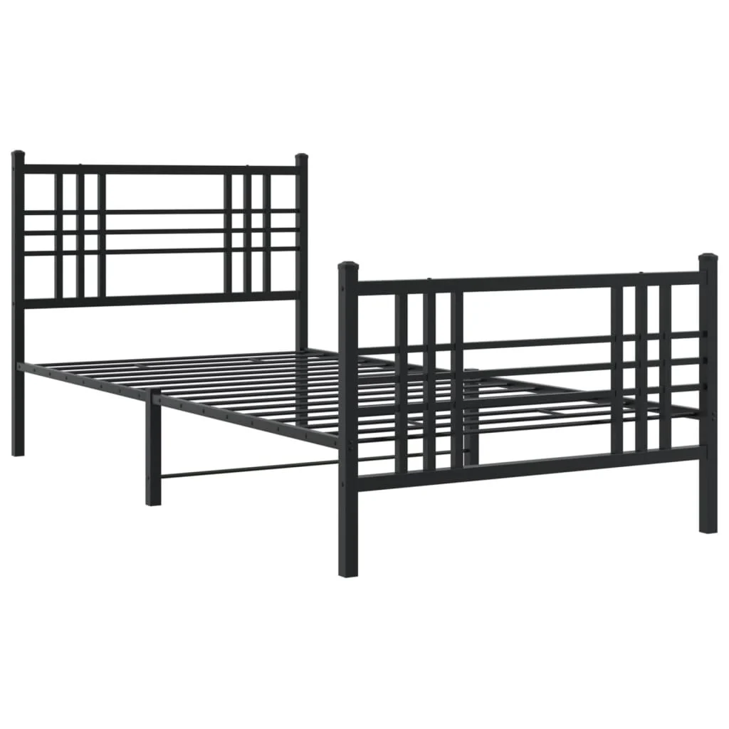 sengeramme med sengegavl og fodgærde 100x190 cm metal sort - Image 3