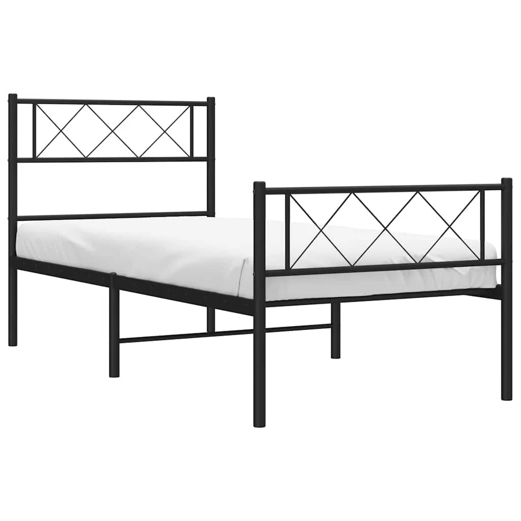 sengeramme med sengegavl og fodgærde 100x190 cm metal sort - Image 4