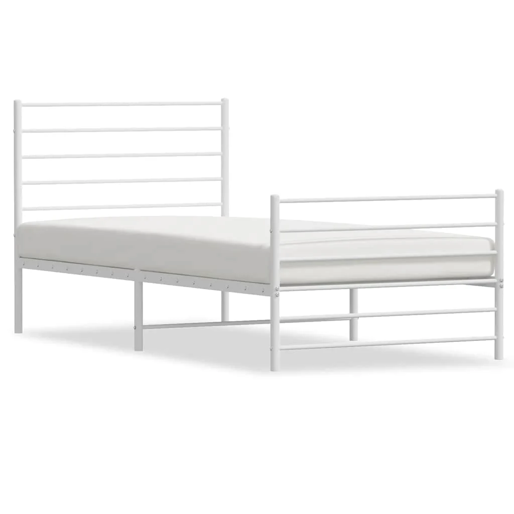 sengeramme med sengegavl og fodgærde 100x200 cm metal hvid - Image 2