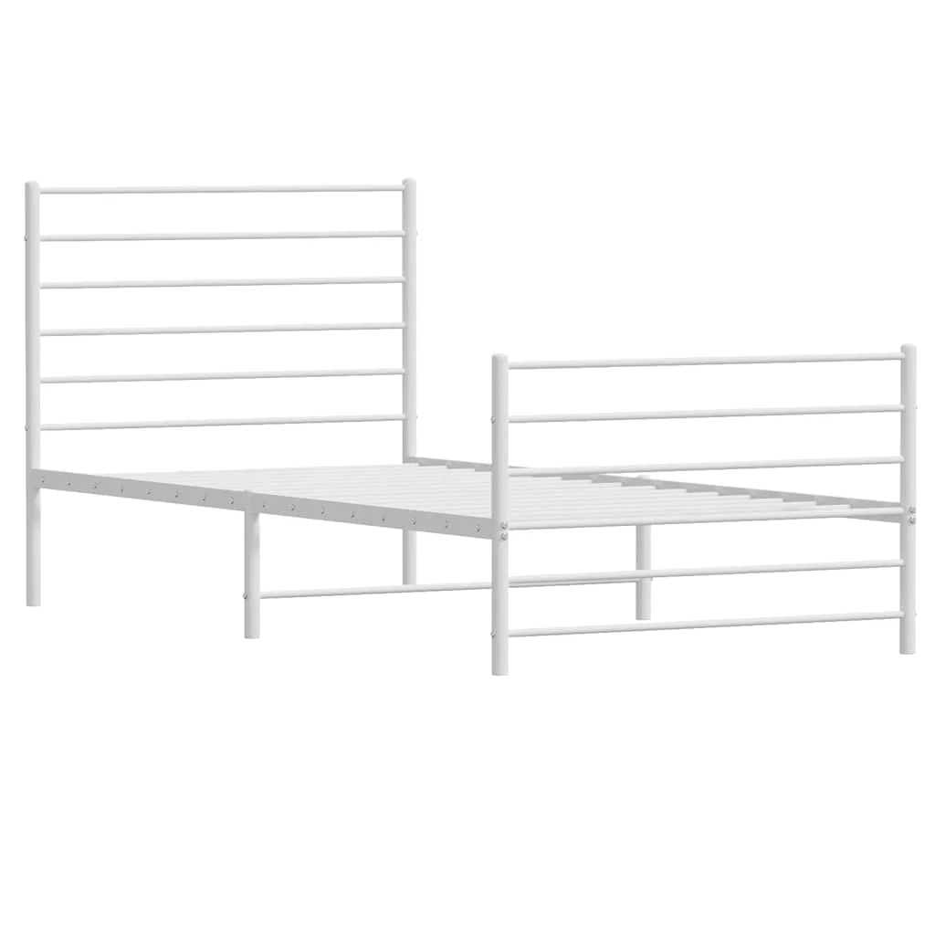 sengeramme med sengegavl og fodgærde 100x200 cm metal hvid - Image 4