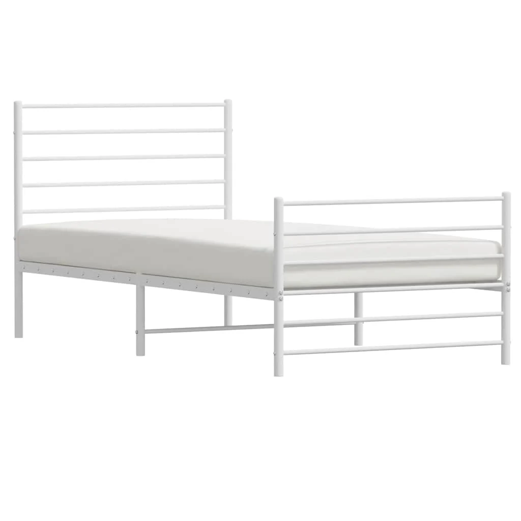 sengeramme med sengegavl og fodgærde 100x200 cm metal hvid - Image 5