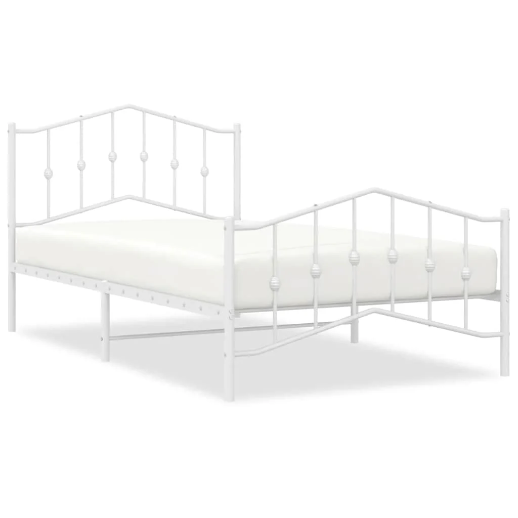 sengeramme med sengegavl og fodgærde 100x200 cm metal hvid - Image 2